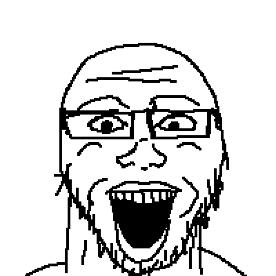 a23 slowburn soyjak, unknown, 1soyjak, bald, black hair, eyes, face, front view, glasses, hair