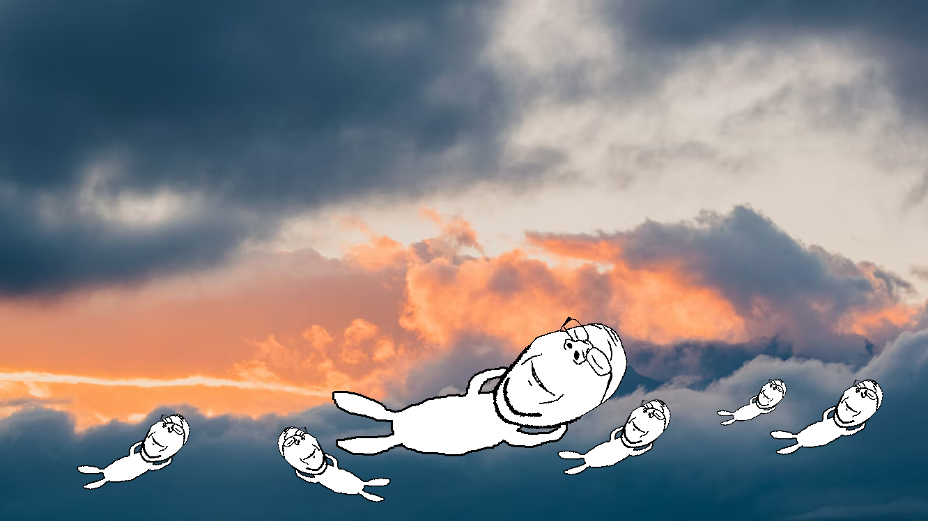 gapejak, wholesome soyjak, closed eyes, cloud, eyes, glasses, irl background, last post, multiple soyjaks, nature