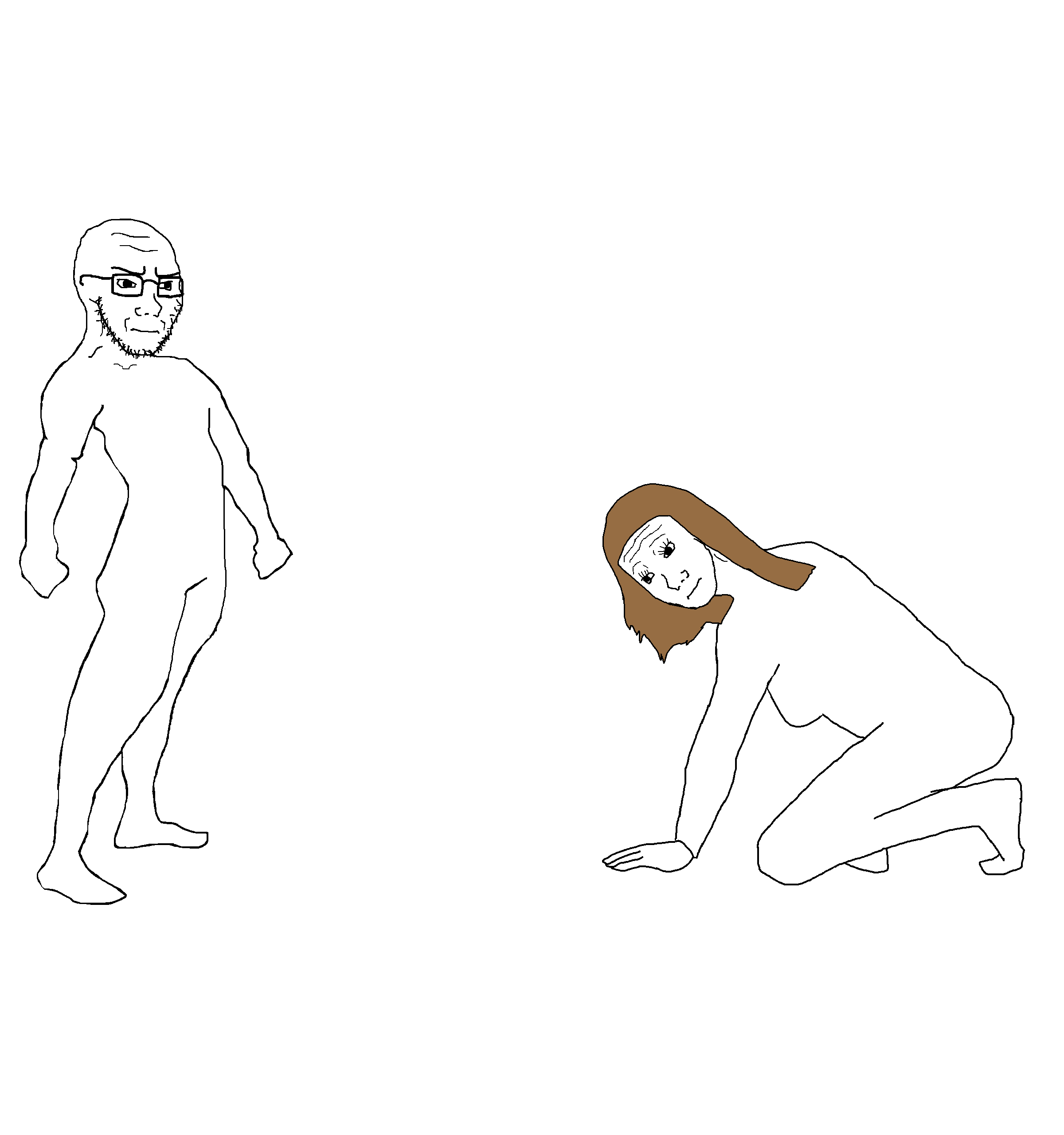 wojak, soyak, soyak (irritated), angry, bowing (gesture), brown hair, closed mouth, conflict, eyelashes, female