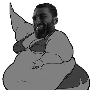 gigachad, holding belly, belly, big belly, bra, nazi salute