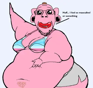 bernd, holding belly, oh my god she is so attractive, belly, big belly, bra, nazi salute, pooner, transmasculine pride flag