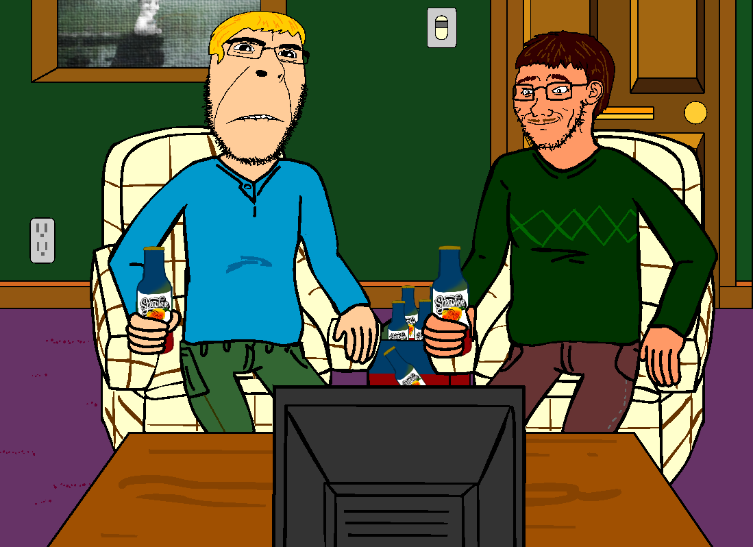 cobson, soyak, hornyson, alcohol, beer, blonde hair, brown hair, clothed, drink, flash game