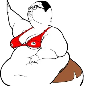 chudjak, plumpchud, holding belly, belly, big belly, bra, chud, fat, nazi, nazi flag