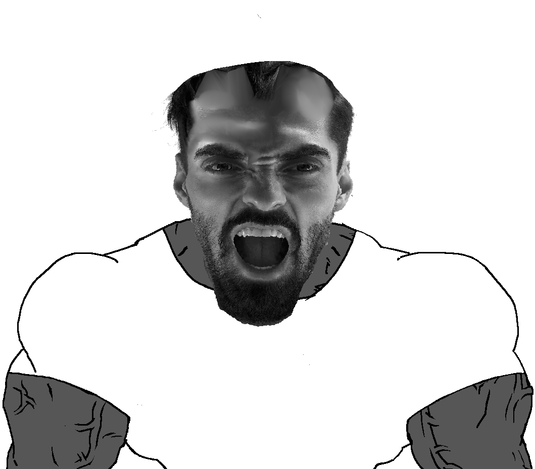 gigachad, gigayell, markiplier soyjak, muscular science lover, science lover, fusionjaks, arm, balding, beard, buff
