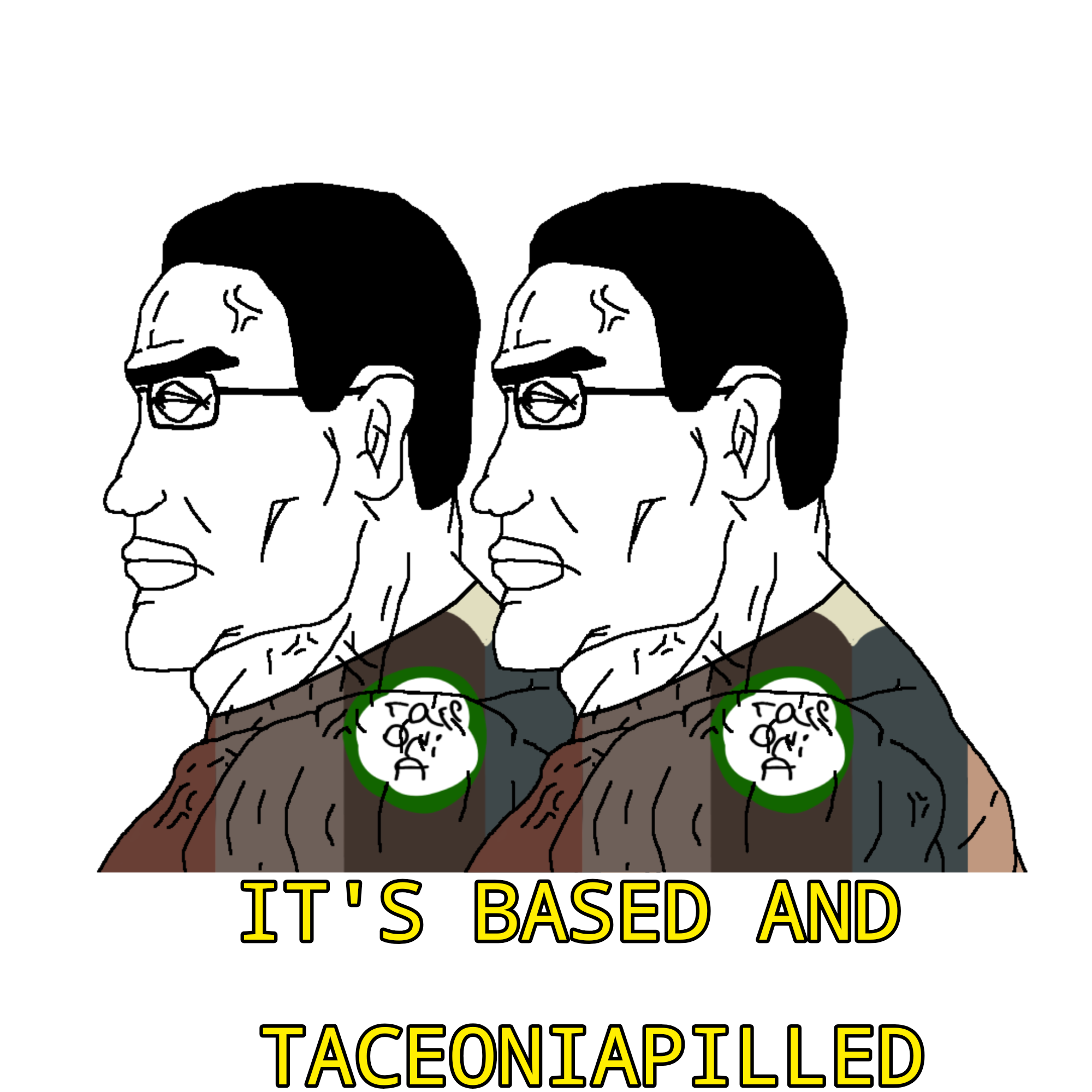 taceboi23, chudjak, perceptive chud, perceptive chud side, it's based and christpilled, black hair, closed mouth, ear, english text, eyebrows