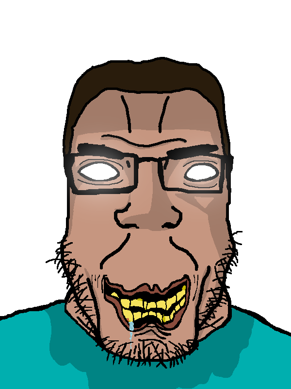 steve (minecraft), chudjak, markiplier soyjak, chudplier, blue shirt, brown hair, drool, drooling, evil, glowing eyes