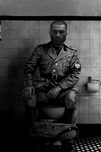 gigachad, benito mussolini, fascism, grayscale, italy, sitting, toilet