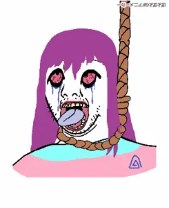 kuzjak, commiepedotroon, animated, bloodshot eyes, boylover symbol, byonbyon, crying, dead, hair, hanging