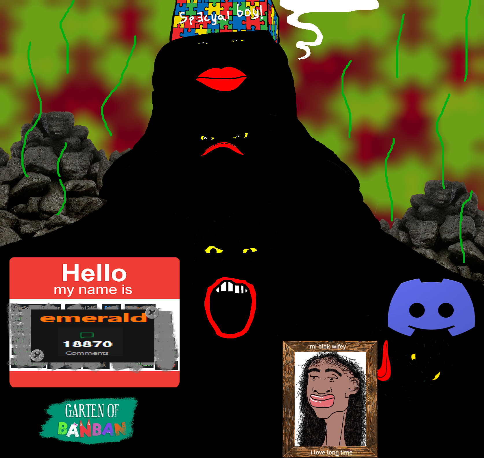alicia, brandon, disgusting trevorcreature, markiplier soyjak, branigger, fat alicia, slopjak, 4soyjaks, a black women is speaking listen and learn, clothes