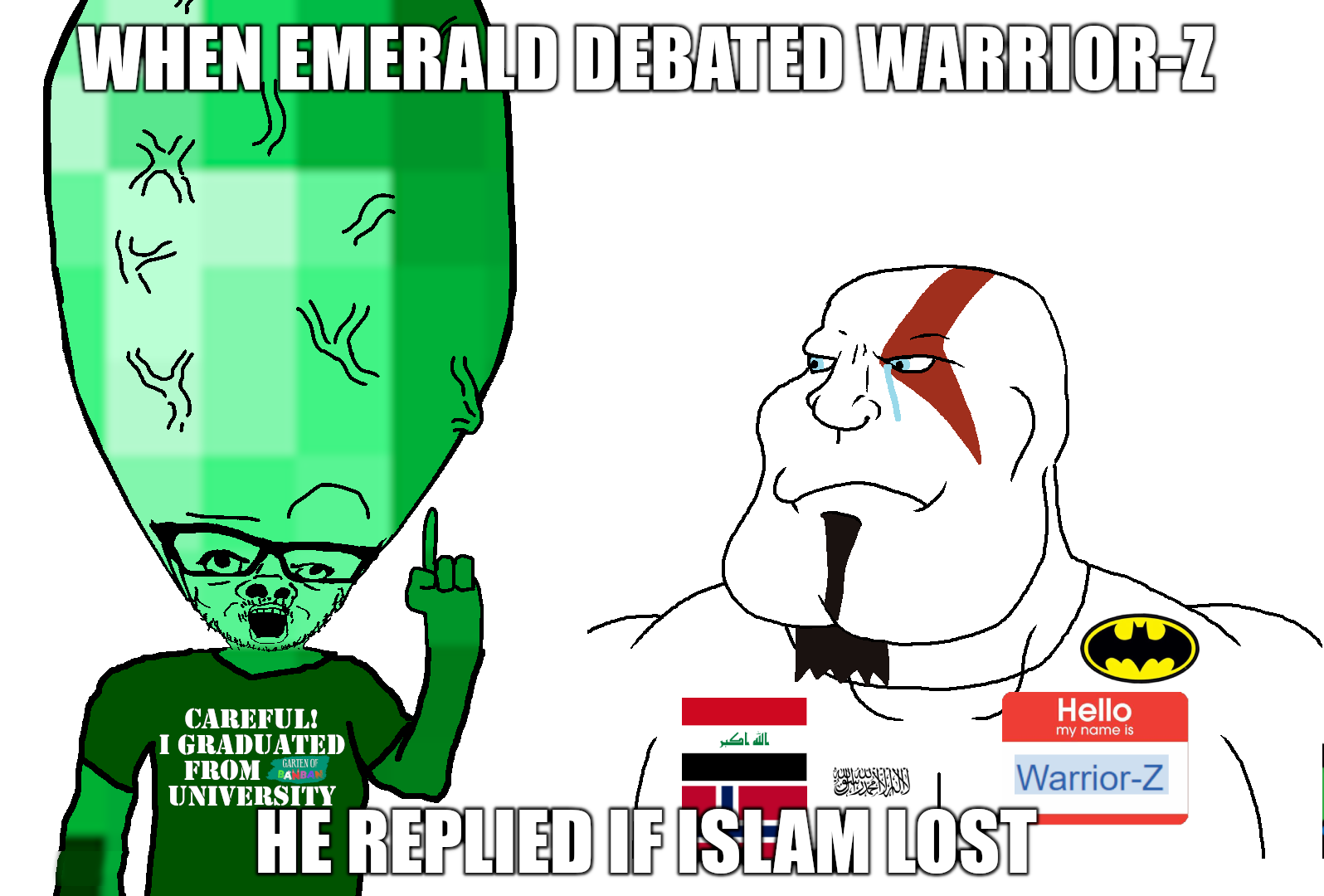kratos, a24 slowburn soyjak, meximutt, mexiaryan, arabic text, bald, beard, big brain, blue eyes, brainful