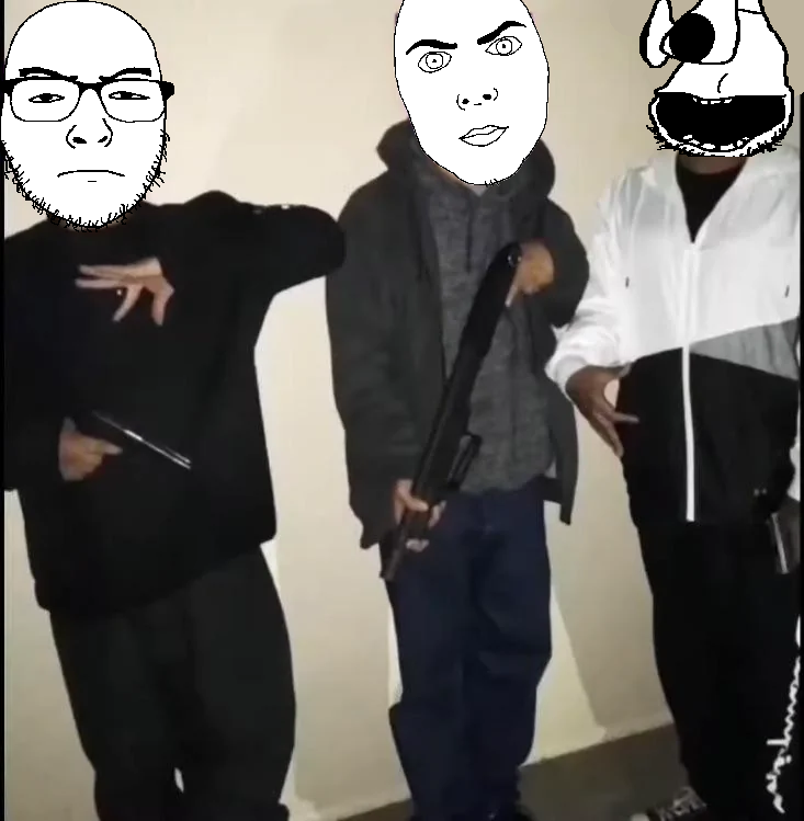 frenchjak, uncjak, wildwoodyjak, big eyebrows, big eyes, big lips, big nose, closed mouth, gang, gangster