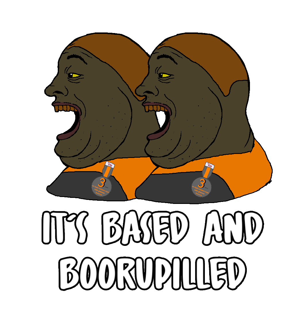 dan, alicia, alicia side, natejak, it's based and christpilled, sidejaks, 3 years on bald man with glasses booru, badge, bald, booruteen