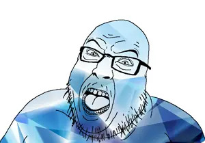 hilbert soyjak, angry, fat, gem, glasses, mustache, open mouth, soyjak, stubble