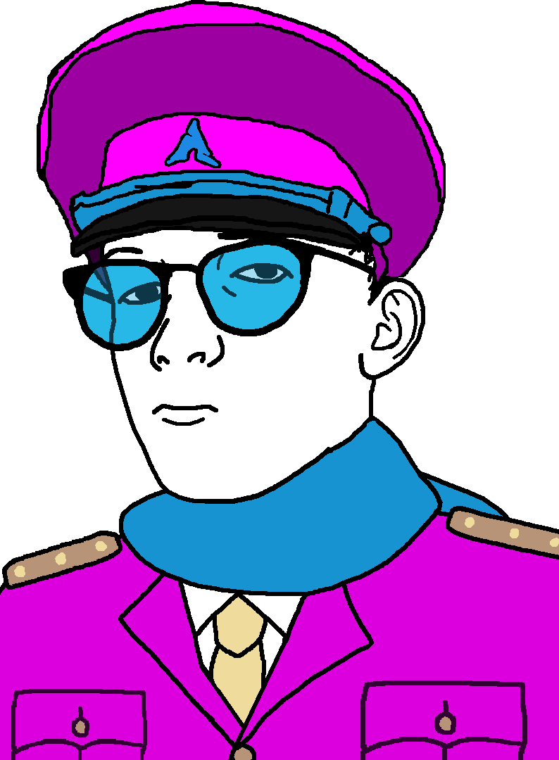 soyquote, arch linux, beige tie, blue glasses, blue scarf, cap, closed mouth, clothes, dictator, ear