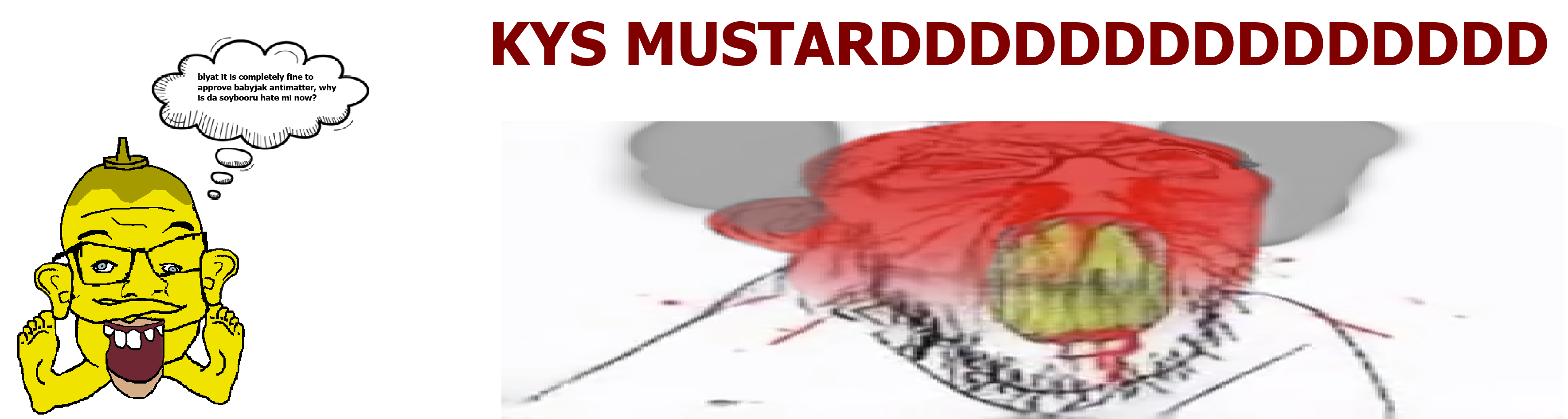 a24 slowburn soyjak, feraljak, condiment, feralrage, babyjak, angry, black text, english text, open mouth, red face
