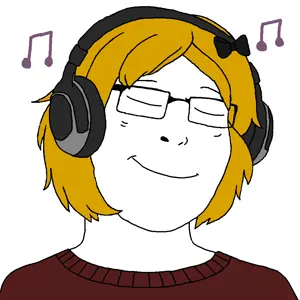 Derpson closed eyes headphones music notes.png