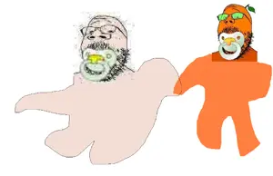 gapejak, babyjak, babyjak, bald, drawing, food, fruit, leaf, old oc, orange