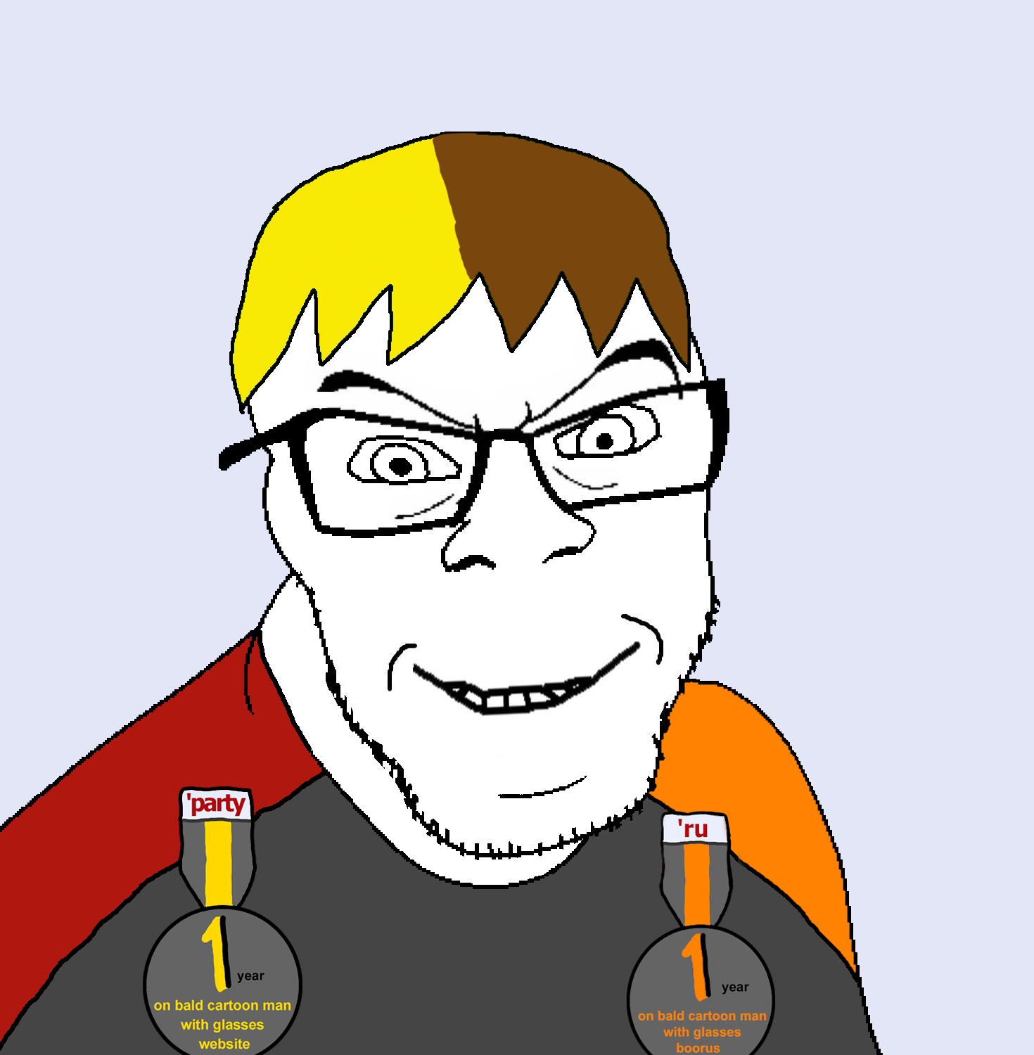 dan, nate higgers, feraljak, natejak, badge, blonde hair, brown hair, clothes, glasses, hair