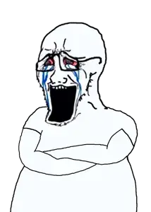 soyak, soyak (crying), clothes, crying, fat, half body, red eyes, seething, tear, transparent background