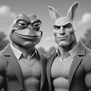 buster baxter, gigachad, pepe, gigapepe, amphibian, animal, animal ears, background, black and white, buff