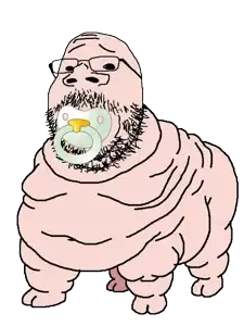 gapejak, babyjak, mustached gapejak, babyjak, animal, confused, eyebrows, fat, forehead lines, full body