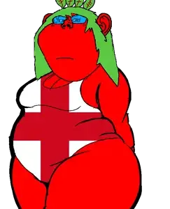 fembroot, impish soyak ears, female impish ears, impish hoe, femjak, chubby, closed mouth, fat, female, red skin