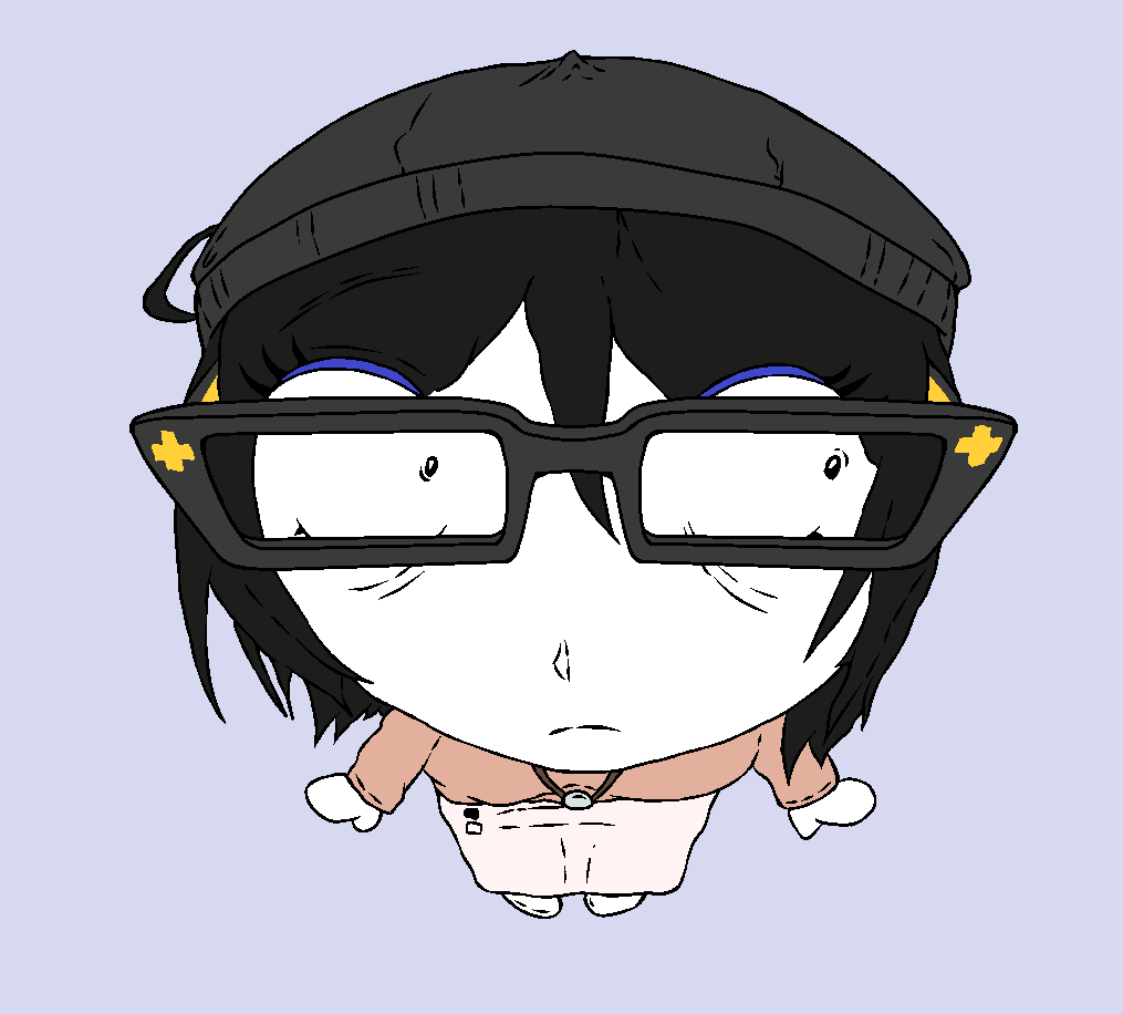 soyyoseth, soytan, arm, beanie, black hair, blue background, body, closed mouth, clothes, female