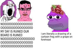 pepe, chudjak, gapejak, chudjak front, pepe hat, /bant/, 2soyjaks, amphibian, anger mark, angry