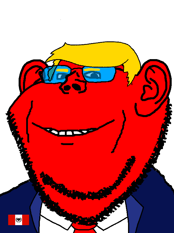 donald trump, impish soyak ears, admin, blonde hair, blue glasses, blue suit, brootism, brootist, clothes, eyebrows