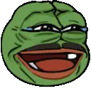 pepe, animated, green skin, kekking, smile, teeth, transparent background