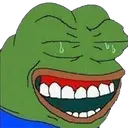 pepe, amphibian, animal, big lips, blue shirt, closed eyes, frog, green, green skin, gums