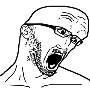 crackheadjak, unknown, 1soyjak, ear, gape, glasses, lips, looking to the right, mcdonalds, open mouth