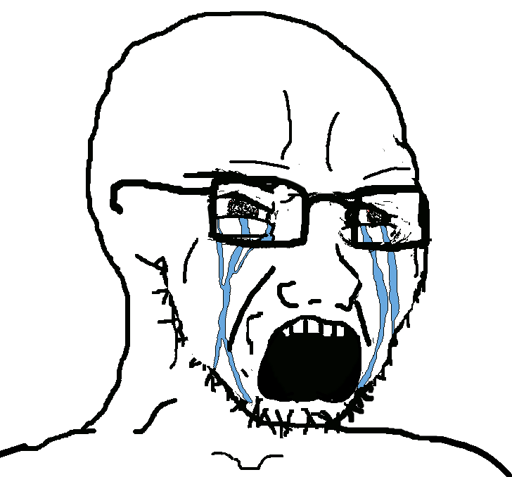 garry nealson, cryboy soyjak, soyak, soyak (crying), bald, crying, edit, frown, glasses, normal