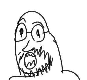 gerturjak, 1soyjak, bald, black eyes, cobson killer, eyebrows, glasses, monochrome, nose, open mouth