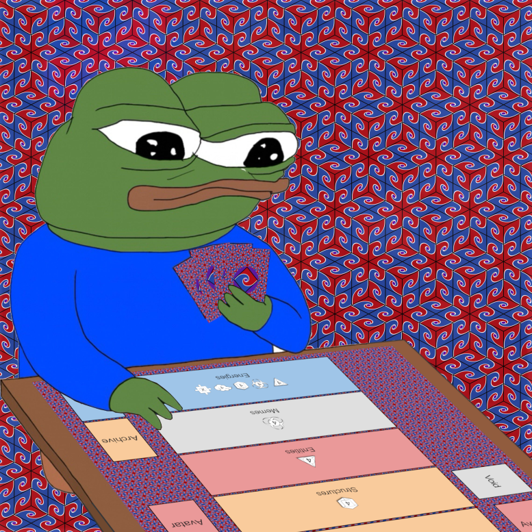 apu, pepe, abstract, amphibian, animal, arm, black eyes, card, card game, closed mouth