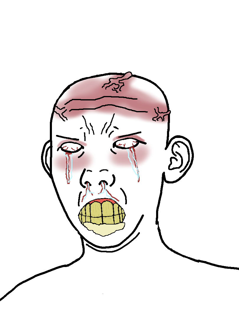 kuzjak, angry, bald, blood, blood on face, bloodshot eyes, clenched teeth, crying, crying blood, ear