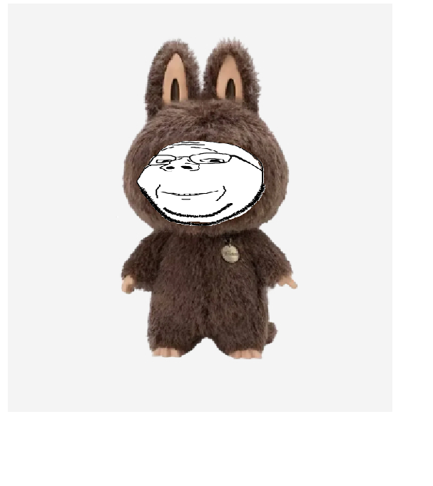 soyak, bunny ears, gem, glasses, glassesbubu, gray background, labubu, looking at you, plushie, rabbit ear