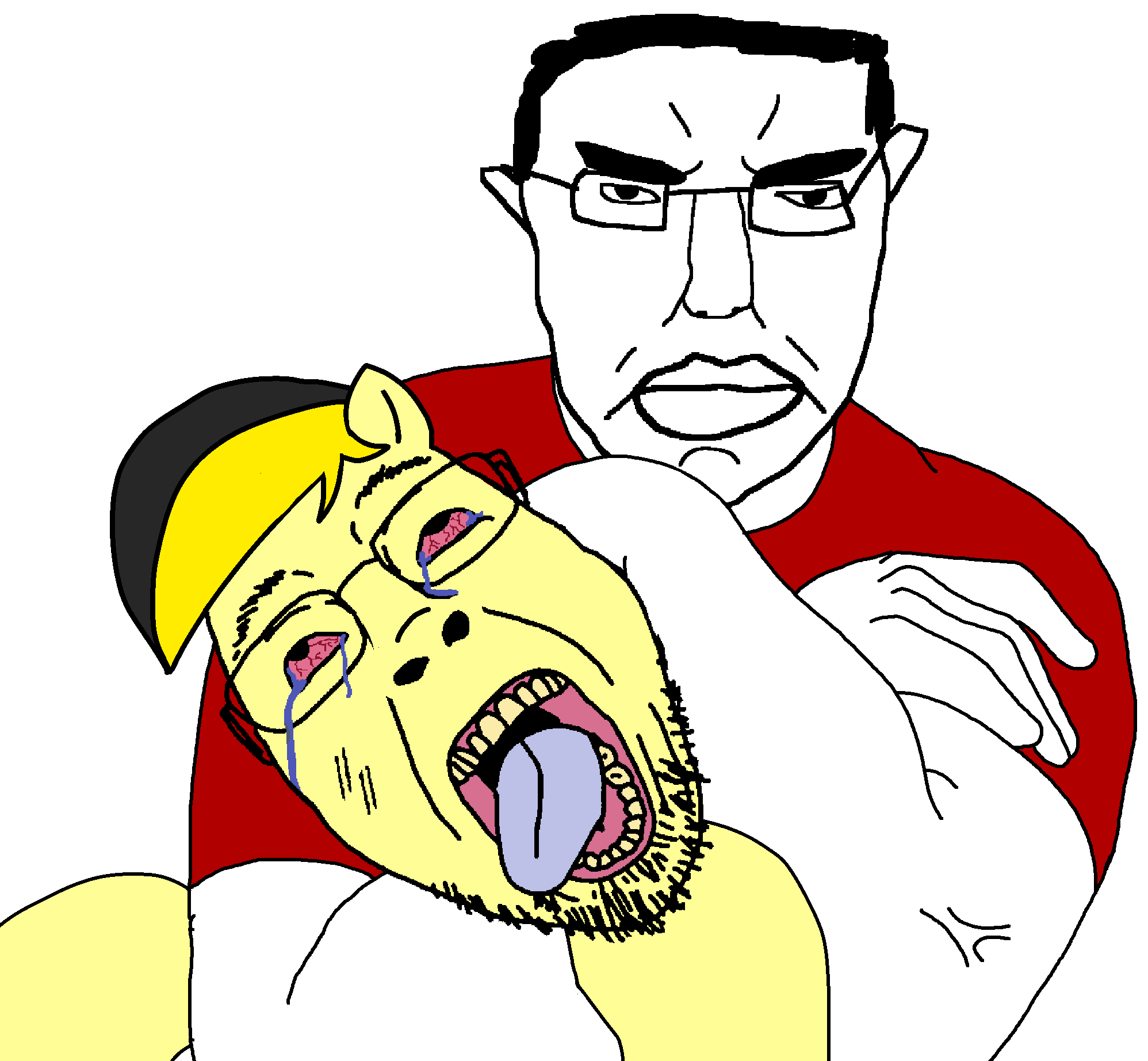 bernd, chudjak, pol face, the weak should fear the strong, animal, beard, blue tongue, buff, choke hold, choking