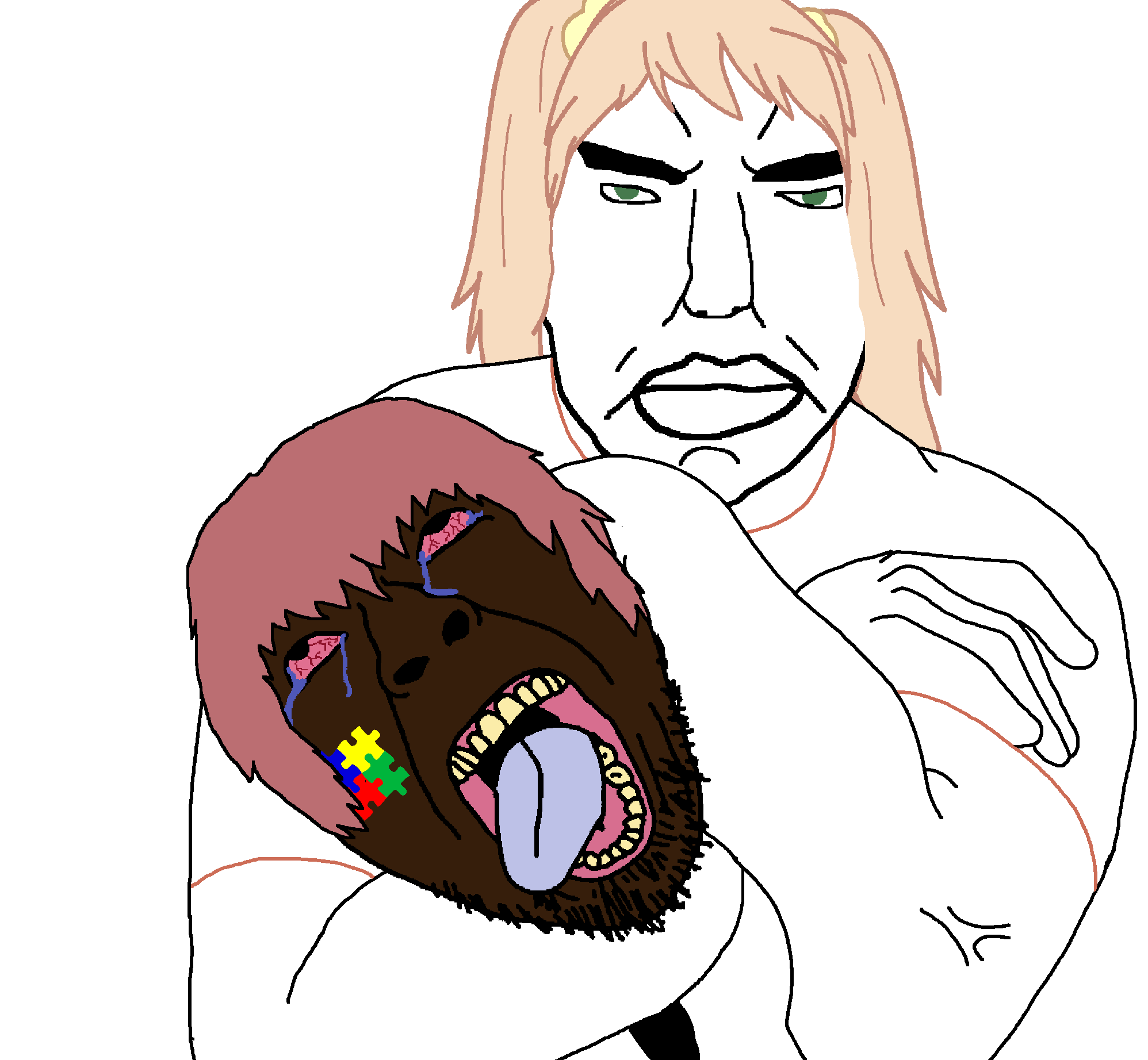 emi ibarazaki, rin tezuka, bernd, chudjak, pol face, the weak should fear the strong, chud's hitman, anime, arm, autism