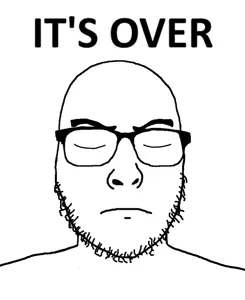 uncjak, its over, closed eyes, glasses, its over (phrase), stubble, text, white background