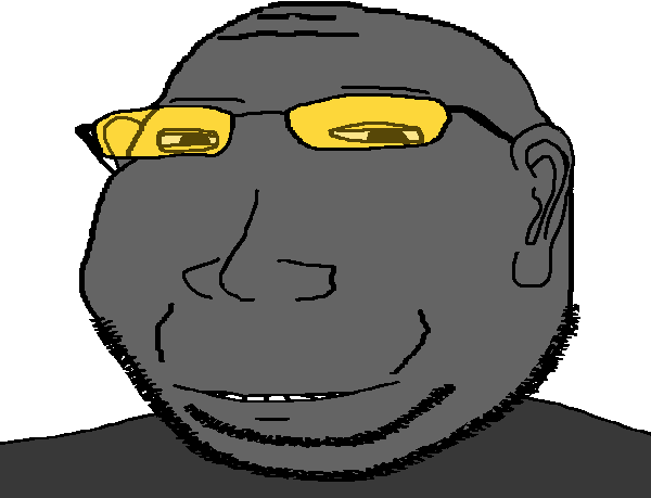 gapejak, massjak, wholesome soyjak, admin, closed mouth, ear, eyelids, forehead lines, glasses, gray skin