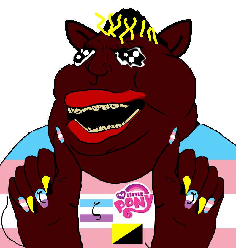 meximutt, mexislut, anarcho-capitalism, animal, big lips, dyed hair, lips, long nails, open mouth, pony