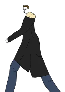 chudjak, brown hair, clothes, coat, glasses, hair, jeans, transparent background, walking, thub