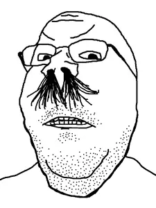 gapejak, angry, eyebrows, frown, glasses, looking at you, nose hair, shaved, soyjak, stubble