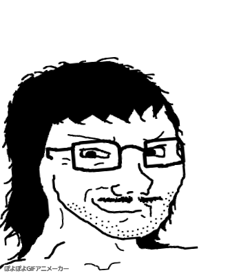 matchajаk, soyak, proto matchajak, animated, black eyes, bouncing, glasses, hair, looking at you, monochrome