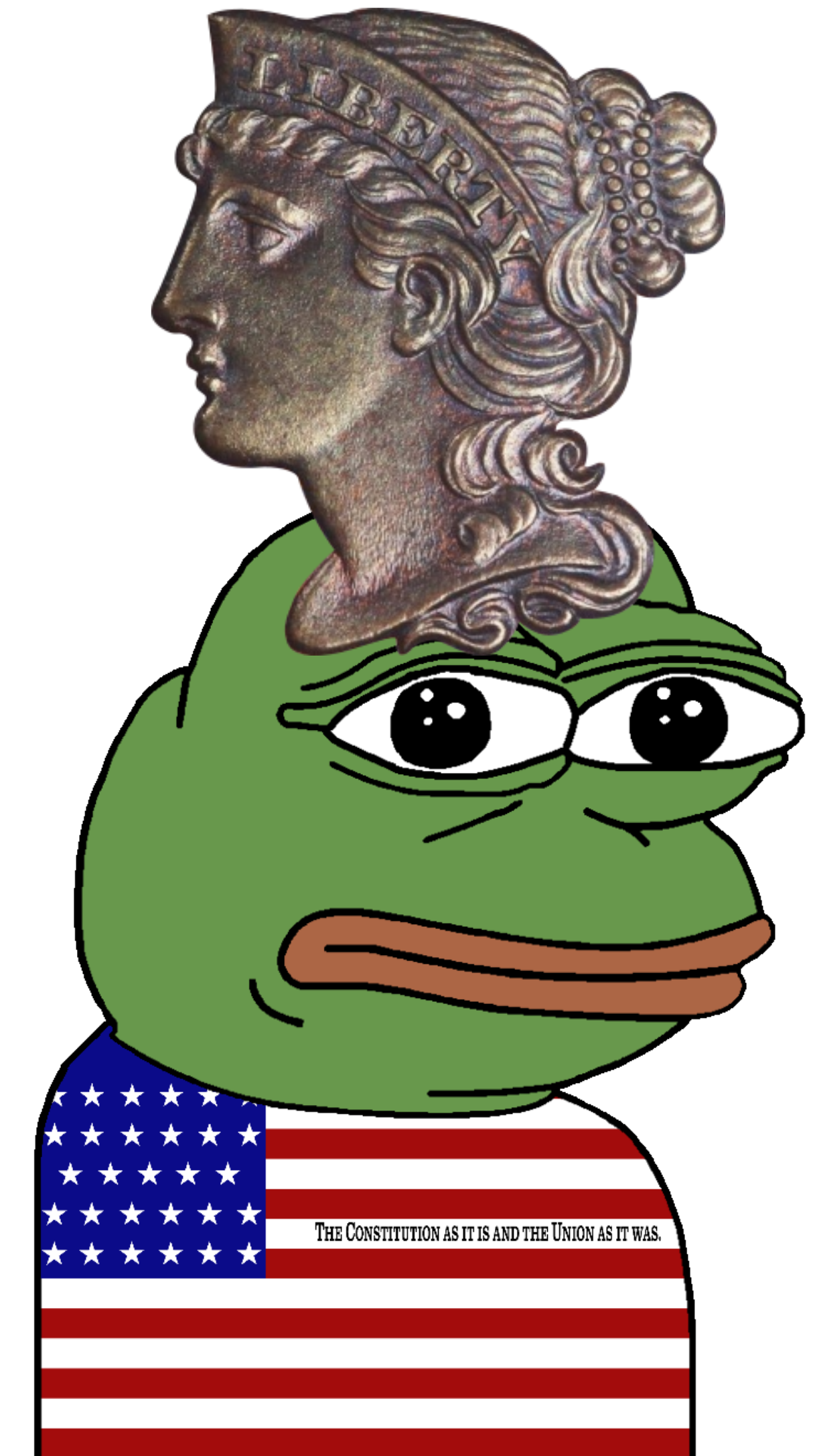 pepe, badge, civil war, closed mouth, clothes, coin, constitution, copperhead democrat, democrat, democratic party