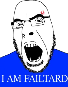 cobson, anger mark, angry, fail, glasses, open mouth, soyjak, stubble, text