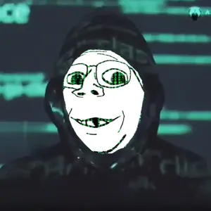 gapejak, emmanuel, wholesome soyjak, clothes, deformed, glasses, hacker, hoddie, smile, soyjak