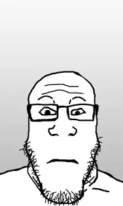 markiplier soyjak, neutralplier, animated, glasses, neutral, nose, stubble, white background