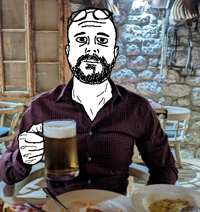a24 slowburn soyjak, lutejak, alcohol, bald, beer, closed mouth, clothes, drink, ear, gemeraldiest comments section💎💎💎enter as you please💎💎💎